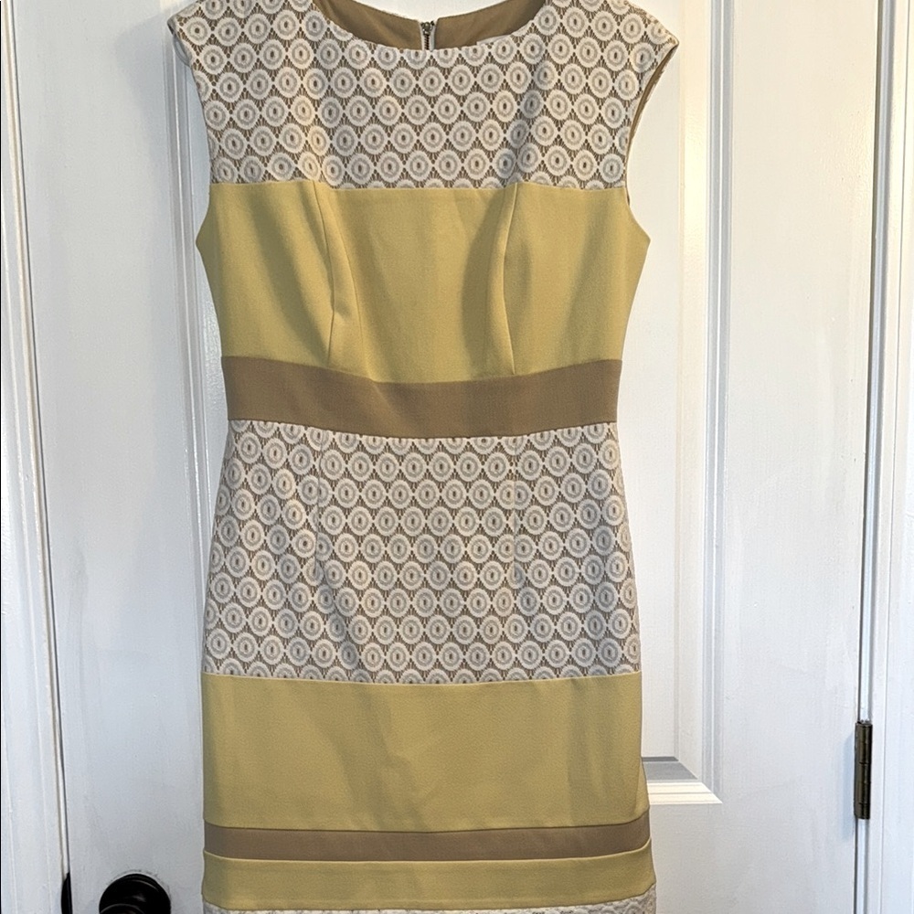 Studio One Yellow and White Sheath Mini Dress